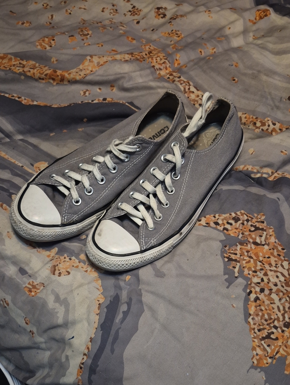 Converse Gray Low-Top Canvas Sneakers with White Accents